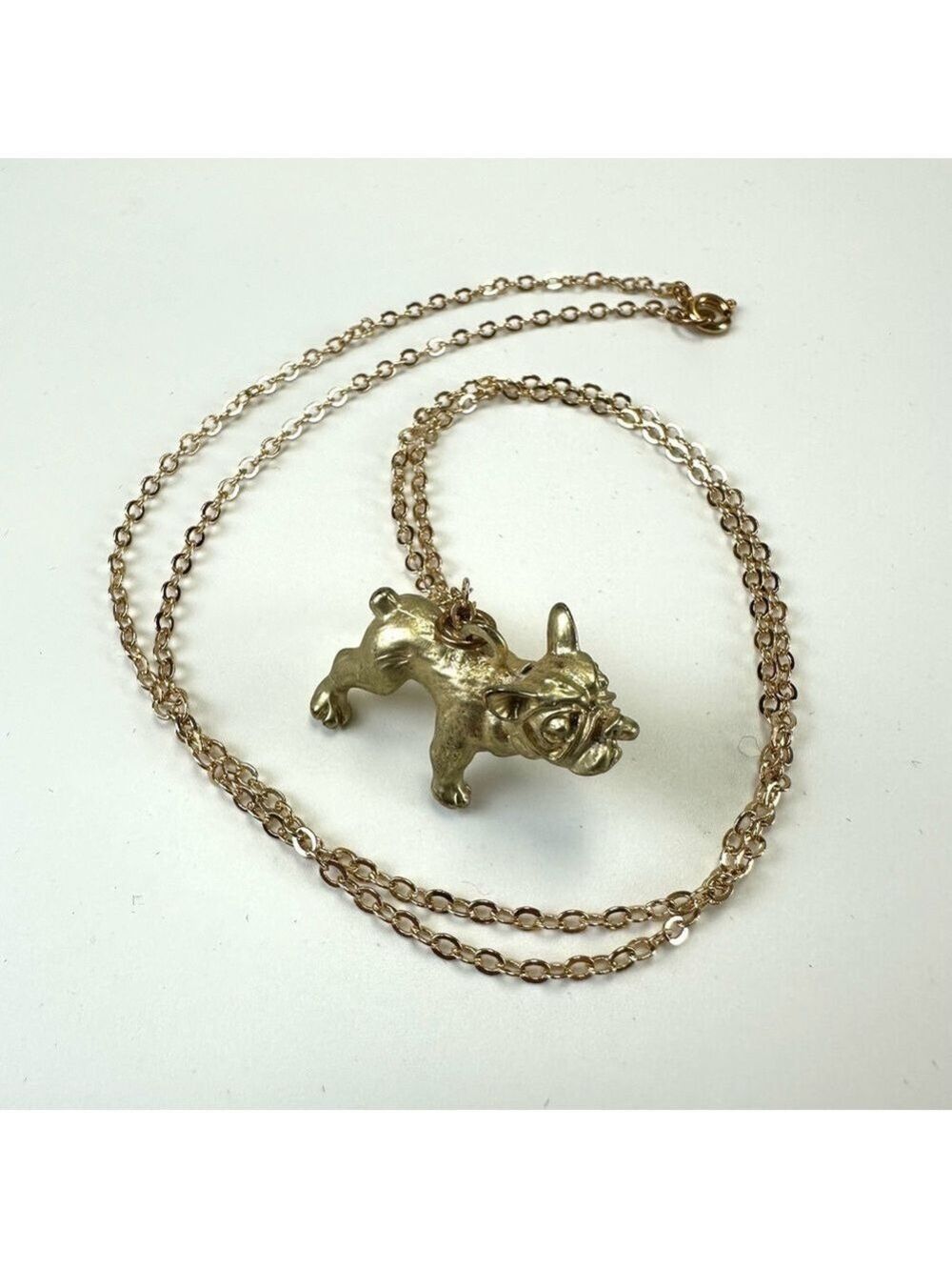 French Bulldog  NEW pendant on chain necklace goldtone